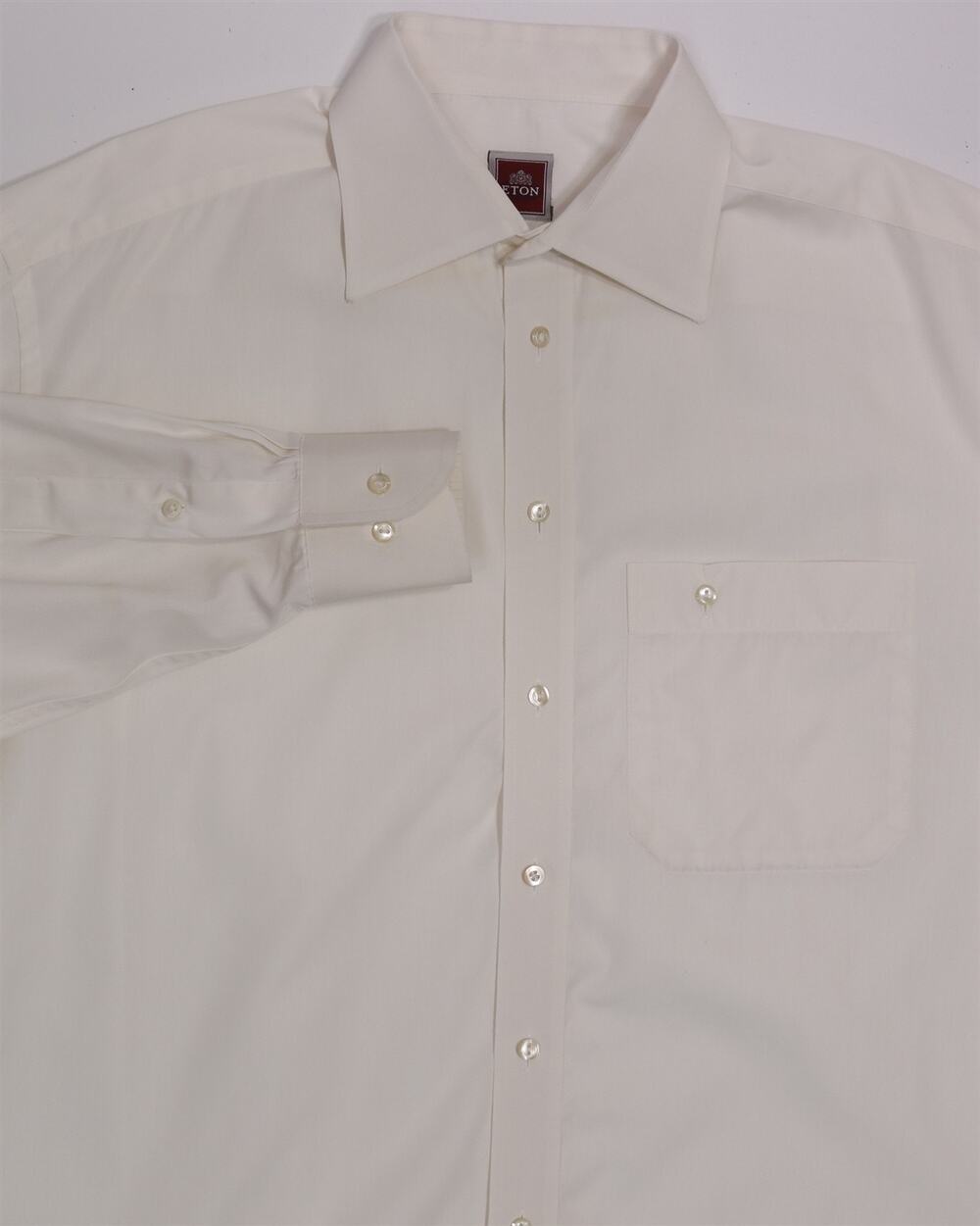 Eton Solid Cream Off White Cotton Dress Shirt (43) 17-34